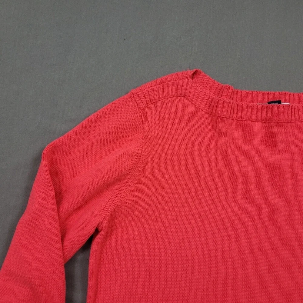 Karen Scott Woman 1X Coral Pink 100% Cotton Boat Neck‎ 3/4 Sleeve Button Sweater
